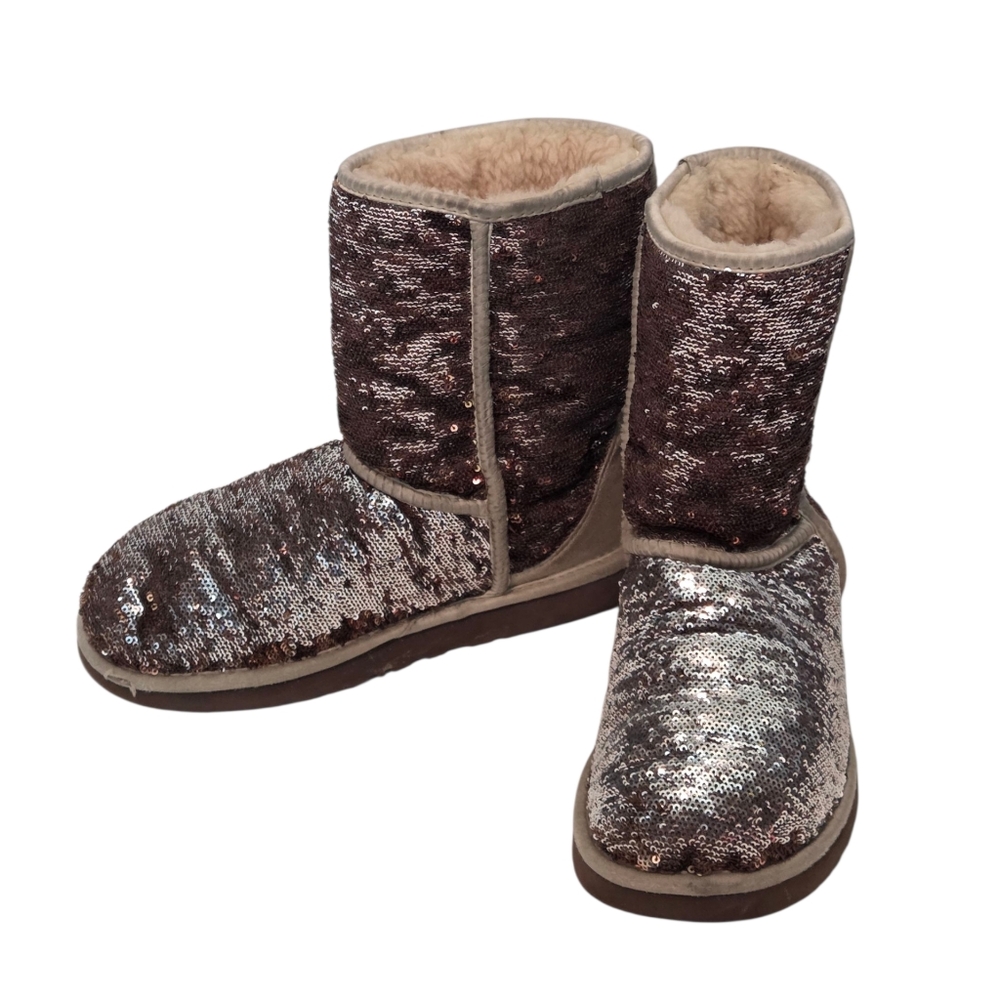 UGG Gold Sequin Classic Short Boots - Picture 3 of 16